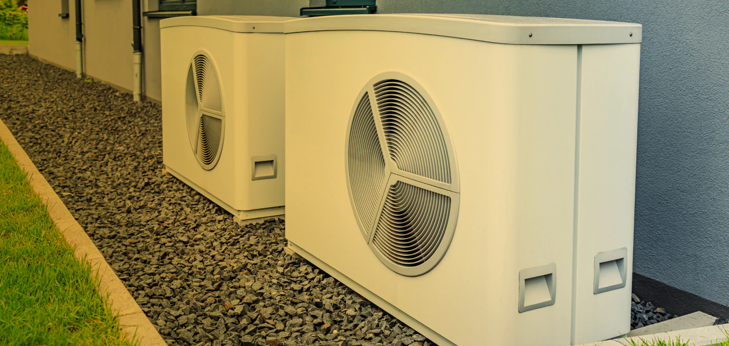 heat pump outside a residential complex